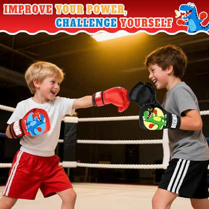 Kids Boxing Gloves for Boys & Girls, Youth Boxing Training Gloves for Kids Age 3 to 9 Years, 4OZ Training Sparring Gloves for Punching Bag Kickboxing Muay Thai MMA - color: Red & Black