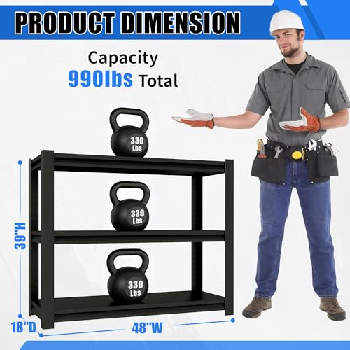 Fish Tank Stand 48" x 18" x 39", 990 lbs Capacity Aquarium Stand with 3 Adjustable Shelves, for 30-40 Gallon Tank, Black