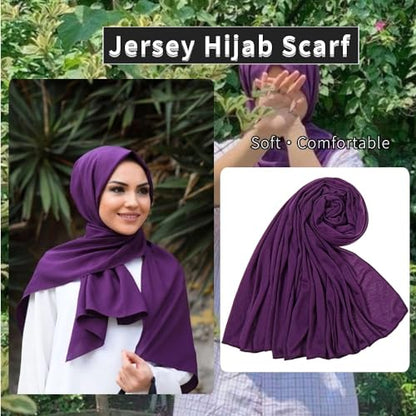 Nonbongoy Head Wraps for Black Women 71"x32" Long Soft Jersey Hijab Turban - color: 1-purple Headwrap