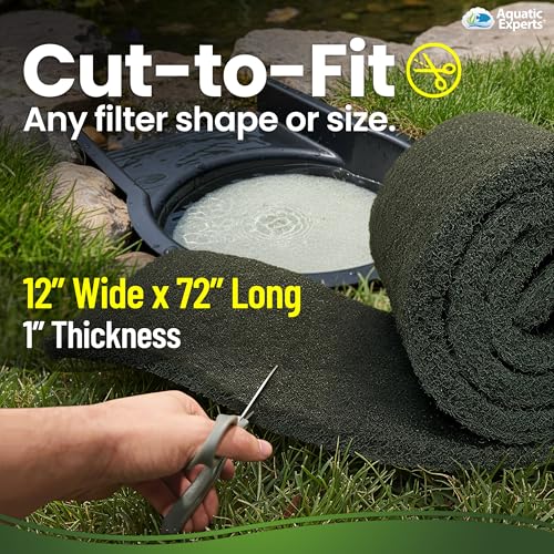 Aquatic Experts Classic Koi Pond Filter Pad Bundle – Fine & Coarse Bulk Roll Pond Filter Media, Ultra Durable Reusable Fish Pond Filter Material (Fine: 12" x 72", Coarse: 12" x 72") - size: 12” x 72”