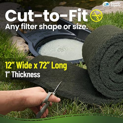 Aquatic Experts Classic Koi Pond Filter Pad Bundle – Fine & Coarse Bulk Roll Pond Filter Media, Ultra Durable Reusable Fish Pond Filter Material (Fine: 12" x 72", Coarse: 12" x 72") - size: 12” x 72”