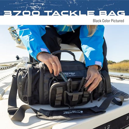FROGG TOGGS Heavy Duty Fishing Tackle Duffle Bag, Includes Bait Trays, Black, 3700 - color: Black, style: 3700