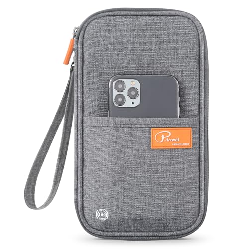Family Passport Holder Organizer, RFID Blocking Travel Document Case, Lightweight Large Passport Cover Case Waterproof Bag Document Organizer for Women & Men - color: Grey
