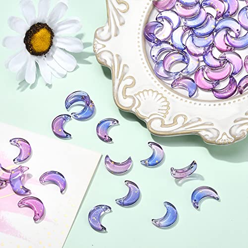 LiQunSweet 100 Pcs Moon Crescent Shape Crystal Glass Tiny Hanging Pendants with Gold Foil Charms Bulk Lot for Jewelry Making and DIY Craft Accessories - 16x11.5mm - color: Moon Glass Charms_16x11.5mm