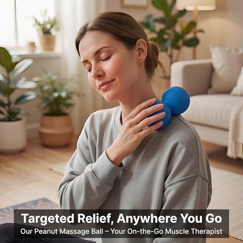 Peanut Massage Ball for Myofascial Release, Silicone Massager | Silicone, Latex-Free, Deep Tissue Massage Tool, for Neck, Back, Shoulders, Hips, Legs, Post-Workout Recovery, Travel Portable