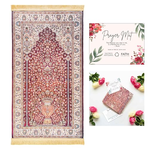 Sacred Artisans Prayer Rug with Super Soft Touch for Men and Women | Prayer Mat and Meditation Mat for Home Travel & Gift (Ruby - Non Padded) - color: Ruby - Non Padded