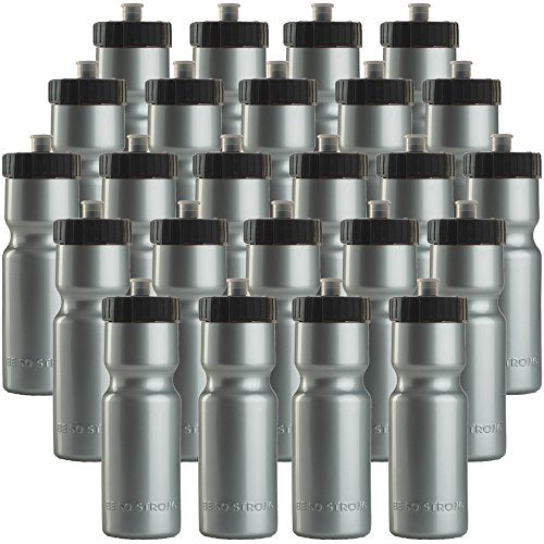 50 Strong | Bulk Water Bottles, 24-Pack, 22 oz, Sports Squeeze, Silver - color: Silver