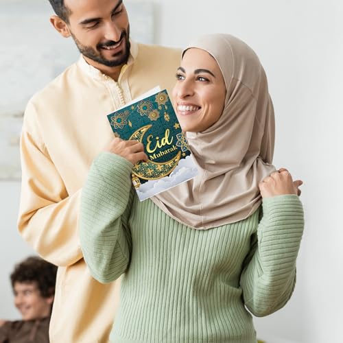 Qpout 12 Pack Eid Mubarak Greeting Cards with Envelopes & Stickers Perfect for Ramadan Decorations and Muslim Celebrations