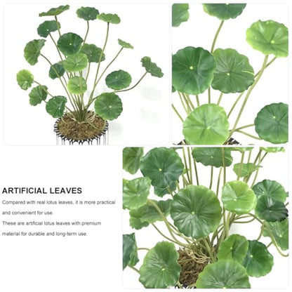 Artificial Lotus Leaves Home Decor 2pcs Simulated Plastic Lily Pads Decorative Greenery for Indoor Table and Aquarium Display