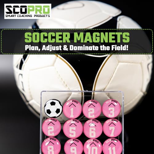 SCOPRO Soccer Coaching Magnets, Numbered Magnetic Player Markers for Soccer Coaching Board and Dry Erase Board Training, Set of 2, USA & Pink - color: 1" Usa & 0.75" Pink