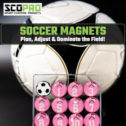 SCOPRO Soccer Coaching Magnets, Numbered Magnetic Player Markers for Soccer Coaching Board and Dry Erase Board Training, Set of 2, USA & Pink - color: 1" Usa & 0.75" Pink
