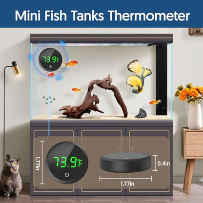 QZQ Fish Tank Thermometer Aquarium Thermometer Wireless Touch Stick Digital Aquarium Thermometer LED Display ±1°F for Monitoring The Fish Tank Aquarium Temperature Accessories (Black) - color: Black