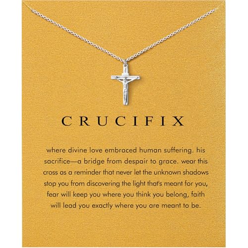 Dainty Silver Necklace for Women - Ankh Jesus Horse Celtic Cross Necklace for Women, Dainty Charm Spider Christian Gifts for Friends Sister Mom, Birthday, Christmas, Mother's Day, Graduation Gifts - style: Jesus