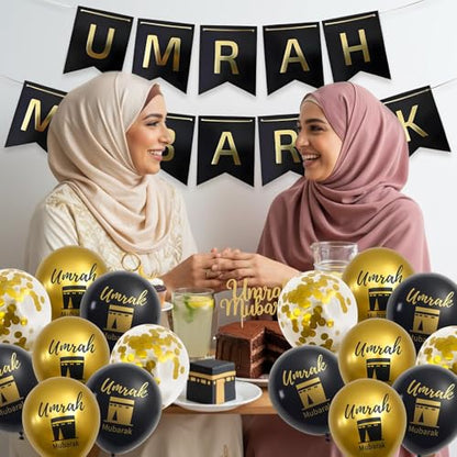 19 Pcs Umrah Mubarak Decorations, Ramadan Decorations for Home, Ramadan Mubarak Banner Suitable for Home and Party Decoration