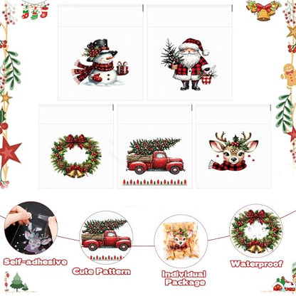 ZYLOP 200 Pcs Christmas Cellophane Treat Bags, 4x4 Inch Clear Self-Adhesive Christmas Candy Gift Goodie Bag for Cookie Cake Chocolate Packing Winter Holiday Christmas's Party Favors Supplies - color: Christmas 200pcs