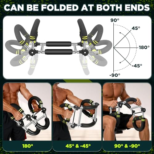 Twister Arm Trainer with Grip Strength Trainer, 20-270lbs Adjustable & 20-160lbs Foldable Options, Chest Workout Equipment, Arm Trainer for Men Women, Home Gym Strength Trainer,Chest and Arm Exerciser - color: Green, 20-160lbs Foldable