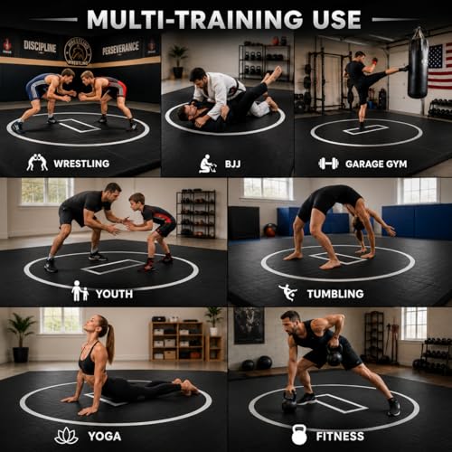 Flexi-Roll Portable Training Mat – 10ft x 5ft Professional Wrestling Flooring for Home Gym & Martial Arts – Quick Setup Padded Mat for MMA, Judo, BJJ and Functional Fitness