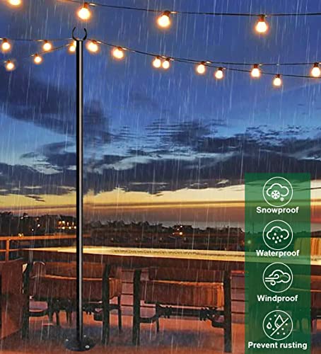 10ft String Light Poles for Deck Fence, Light Poles for Outdoor String Light, Perfect for Garden, Backyard, and Patio Lighting Stand for Parties, Wedding - Matte Black Finish - 2 Pack - style: 2 Pole for Deck Fence