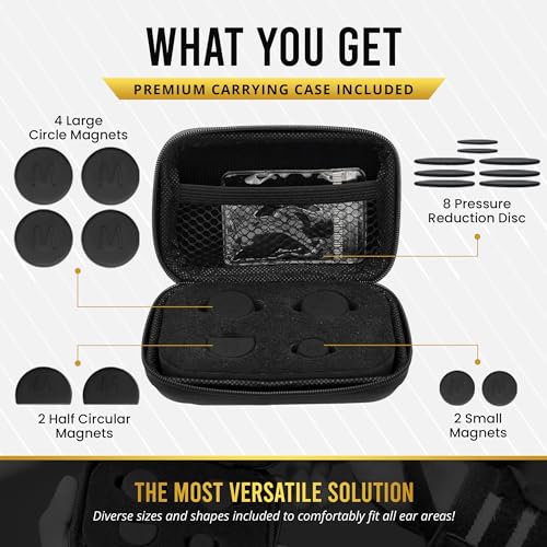 MagnetRX® Cauliflower Ear Magnets – 8 Multi–Size Magnets & Spacer with Case – Compression Ear Magnet for Cauliflower Draining, Pressure Earring for Keloids, BJJ, Wrestling & MMA Treatment & Prevention