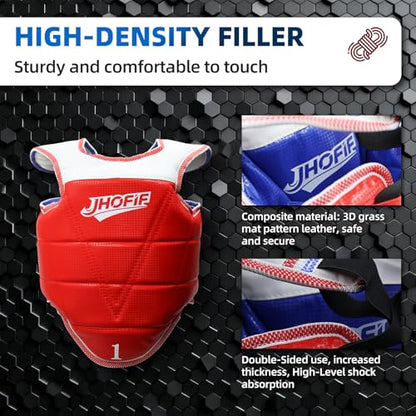 Martial Arts Chest Guard - Boxing Body Protector, Reversible Taekwondo Sparring Gear with Adjustable Straps, High-Density Foam Padding for MMA/Karate Training - size: 4