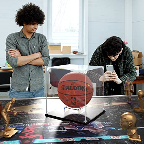 KOLIPI Basketball Display Case, Clear Acrylic Box for Full Size Basketball, UV Protected Soccer Display Stand Box for Autographed Standard NBA WNBA Ball Memorabilia Keepsake, 10.6x10.6x11.8 inch - size: Basketball Case, 10.6x10.6x12 inches