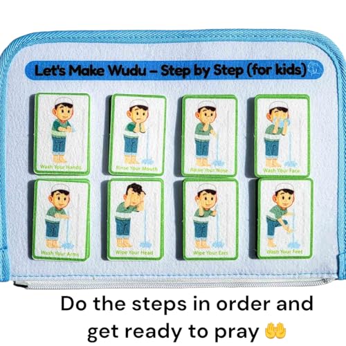 Megan's Toys Islamic Quiet Book for Kids Ages 3+ - Montessori Muslim Learning Toy, Felt Busy Book to Learn Wudu, Salah, 5 Pillars and Arabic Alphabet, Ramadan Eid Gift