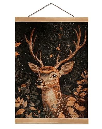 ZTGDA Vintage Deer Poster – William Morris Inspired Buck Wall Art, Gothic Animal Canvas Painting, Mid-Century & Dark Academia Decor for Office or Home, Best Father Day Gift (Deer-02) - color: Deer-02