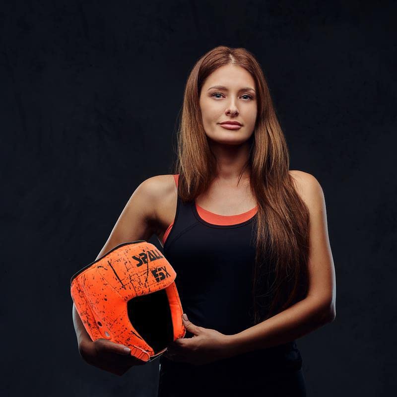 Spall Pro Boxing Headgear, Sparring Helmet for Fighting Sports Karate Boxing Martial Arts MMA and Taekwondo - color: Orange