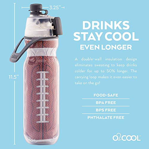 O2COOL Mist N Sip 20 oz Misting Reusable Sports Water Bottle Football | Yes - color: Football, style: 1 Pack