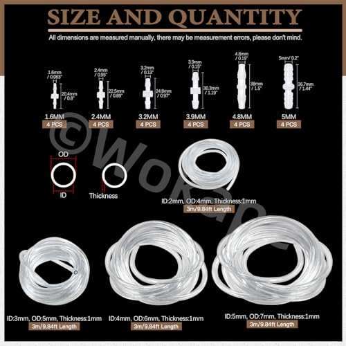 24PCS Hose Barb Fitting Assortment with 37.92ft Clear PVC Tubing Hose(1/12" 1/8" 5/32" 3/16" ID), Plastic Reducer Fittings(1/16" 3/32" 1/8" 5/32" 3/16" 13/64" ID),Tube Set for Home Repair Water - style: Style 3