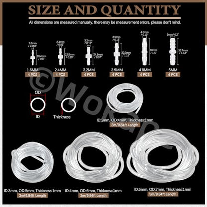 24PCS Hose Barb Fitting Assortment with 37.92ft Clear PVC Tubing Hose(1/12" 1/8" 5/32" 3/16" ID), Plastic Reducer Fittings(1/16" 3/32" 1/8" 5/32" 3/16" 13/64" ID),Tube Set for Home Repair Water - style: Style 3