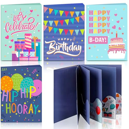 AmazingSpark 4 Set Birthday Gift Card Booklet Cardboard Christmas Birthday Money Holder for Cash Xmas Gift Party Favor Bulk Surprise Money Card Sleeve for Teacher Employee Appreciation - style: Macaron Birthday