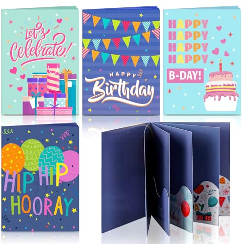 AmazingSpark 4 Set Birthday Gift Card Booklet Cardboard Christmas Birthday Money Holder for Cash Xmas Gift Party Favor Bulk Surprise Money Card Sleeve for Teacher Employee Appreciation - style: Macaron Birthday