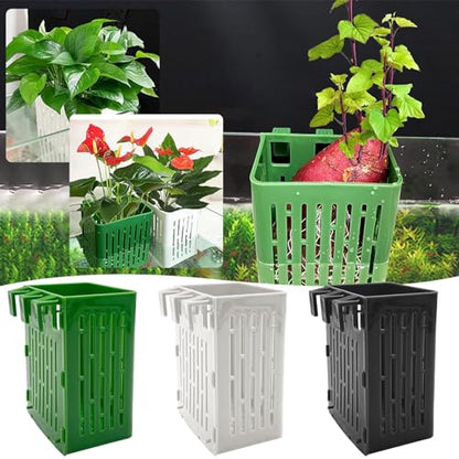 2 PCS Hanging Aquarium Planter Basket, Aquatic Plants Holder, Aquarium Planter Cup, Plant Pot and Fish Tank Plants Pot for Live Aquariums Decor (Black)