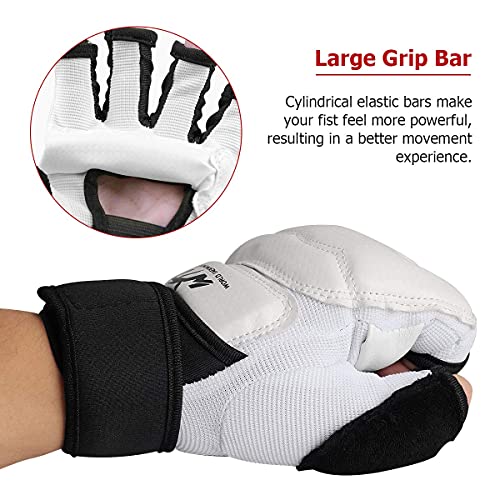 Taekwondo Karate Gloves & Sparring Gear Foot Protector Set, Boxing Sparring Foot Guard and Half-Finger Gloves for Martial Arts TKD Kung Fu Punch Bag Kickboxing MMA Training - size: Medium