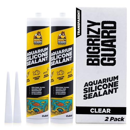 Aquarium Silicone Sealant Clear 2x10.14 Fl oz Cartridge - Aquarium Safe Silicone for Fish & Plants, 100% Waterproof, Non-Toxic, Solvent Free, Strong Bond, Fast Cure, Transparent (2 Pack) - size: 2 Pack