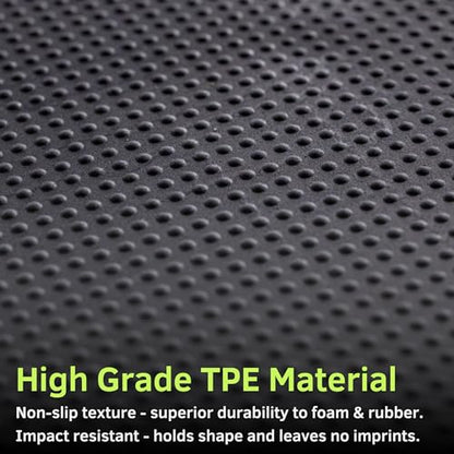 Baselayer Performance Series Interlocking Floor Tiles - Durable ½ in TPE (Rubber Like, NOT Foam, no Odor) - Gym Flooring for Weights & Heavy Equipment - Black, 30 SqFt (12 Pack) - Made in USA