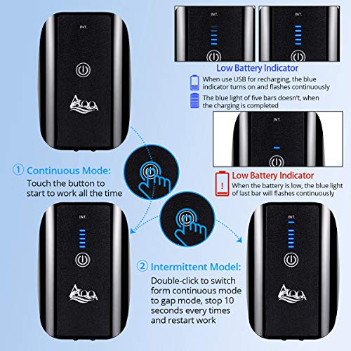 AQQA Aquarium Air Pump Battery Rechargeable Fish Air Pumps | 5W, Portable Bubbles Oxygen Pump Aquarium Aerator Fresh & Saltwater Aquariums Air Pumps with Air Stone, Tubes, USB Cable - size: 5W for 1-160Gal tank