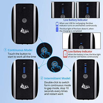 AQQA Aquarium Air Pump Battery Rechargeable Fish Air Pumps | 5W, Portable Bubbles Oxygen Pump Aquarium Aerator Fresh & Saltwater Aquariums Air Pumps with Air Stone, Tubes, USB Cable - size: 5W for 1-160Gal tank