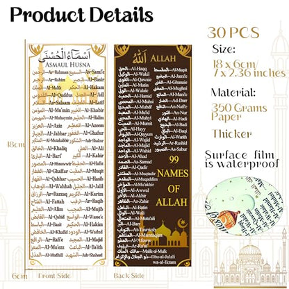30 Sets Ramadan Eid Mubarak Silicone Bracelets with 99 Names of Allah Bookmark, Islamic Party Favors Bulk, Mubarak Kareem Wristbands, Muslim Gift Set for Family Friends School Classroom Events - style: Two Color-30