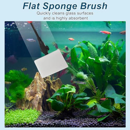 Fish Tank Cleaning Tools, 6 in 1 Fish Tank Cleaning Tools, Aquarium Cleaning Kit, Adjustable Telescopic Long Handle, with Scraper, Fish Net, Gravel Rake, Sponge Brush