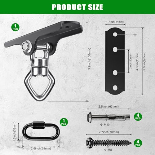 360° Swivel Swing Hanger with Ball Bearing Swing Ceiling Mount Hanging Chairs Hanger 900 LBS Capacity Aerial Silks Mount Hardware for Hammock Chair, Porch Swings, Tire Swings, gym rings, Heavy Bag - color: Ball Bearing 360° Swivel Diamond Hook ( 1 Pack )