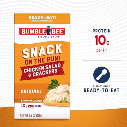 Bumble Bee Snack On The Run! Protein Snack Pack - Original Chicken Salad with Crackers - 10g Protein per Box - Ready to Eat Easy-Open Canned Chicken Salad (Pack of 1) - size: 3.5 Ounce (Pack of 1)
