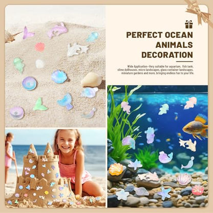 300pcs Luminous Mini Ocean Resin Animals Tiny Resin Sea Animal Figurines To Hide Variety Marine Plastic Animals Aquarium Ornaments for Dollhouse Miniatures DIY Fish Tank Fairy Garden Micro Landscaping - color: 300pcs Luminous Mini Ocean Animals