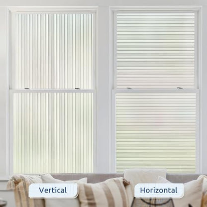 rabbitgoo Reeded Glass Window Privacy Film, Non Adhesive, 23.6" x 118.1" - color: Reeded, size: 23.6" x 118.1"
