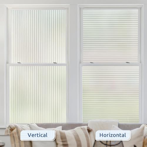 rabbitgoo Reeded Glass Window Privacy Film, Non Adhesive, 29.5" x 118.1" - color: Reeded, size: 29.5" x 118.1"