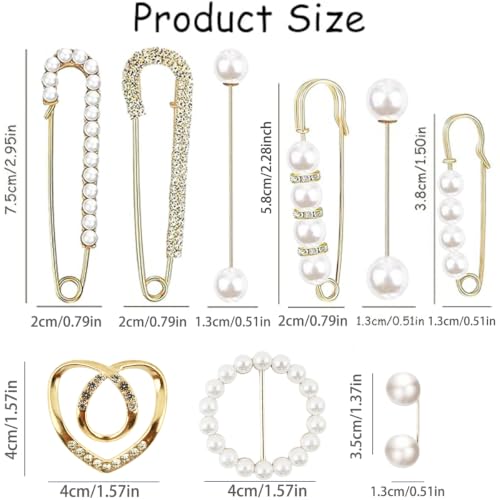 16 PCS Women's Brooch Set Sweater Shawl Clips Retro hawl Clips Faux Crystal Pearl Brooch Pins or Women Girls