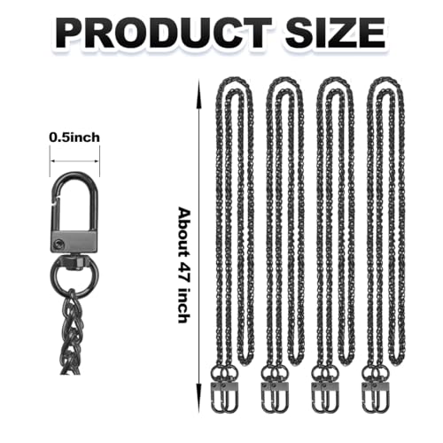 ELANE 4 Pack Purse Chain Strap，47 inch Purse Straps Replacement Crossbody Purse Chains for Handbags DIY - color: O-black-4 Pack