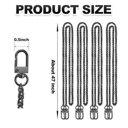 ELANE 4 Pack Purse Chain Strap，47 inch Purse Straps Replacement Crossbody Purse Chains for Handbags DIY - color: O-black-4 Pack