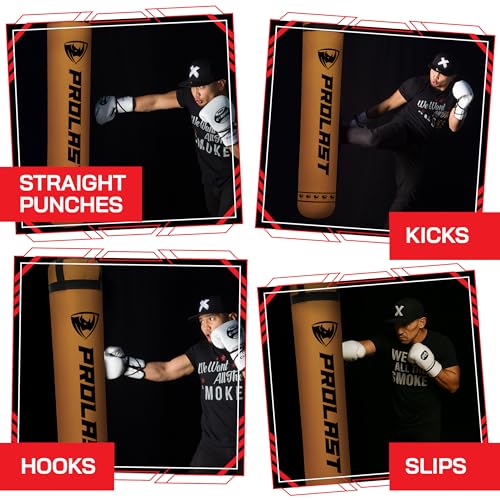 Heavy Punching Kicking Bag for Adults, Boxing, MMA, Martial Arts, Muay Thai, Strength Training Equipment, Filled/Unfilled, 6ft, 150 lbs, Special Edition Logo - color: Brown / Black, size: Filled